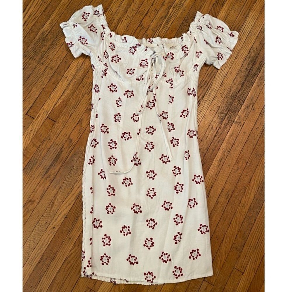 Polly white bodycon dress with red flowers